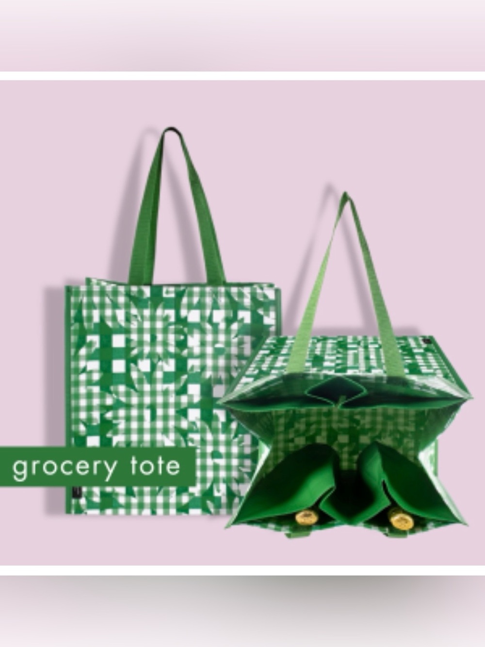 NWT kate spade Green Daisy Gingham Grocery Tote